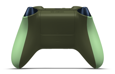Controller with Soft Green body, Midnight Blue (Metallic) D-pad, and Midnight Blue thumbsticks - back view