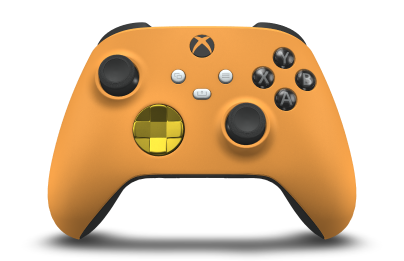 Xbox draadloze controller - Corpo: Laranja suave, Botões Direcionais: Dourado, Manípulos Analógicos: Preto Carbono