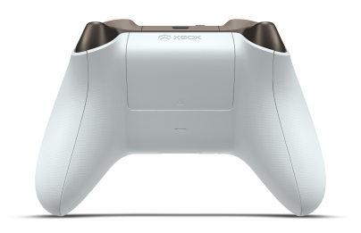 Controller with Robot White body, Desert Tan (Metallic) D-pad, and Robot White thumbsticks - back view