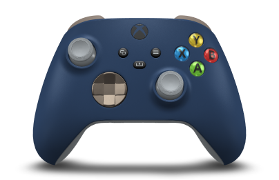 Xbox Wireless Controller - Corps: Midnight Blue, BMD: Desert Tan (métallique), Joysticks: Ash Grey