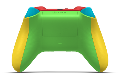 Controller with Lighting Yellow body, Dragonfly Blue D-pad, and Pulse Red thumbsticks - back view