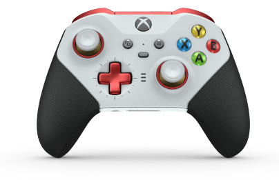 Xbox Elite draadloze controller Series 2 - Core - Body: Robot White + Rubberized Grips, D-pad: Cross, Pulse Red (Metal), Back: Robot White + Rubberized Grips