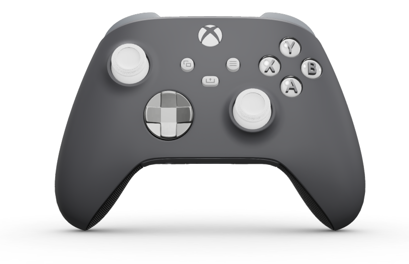 Xbox Wireless Controller - 몸체: 스톰 그레이, 방향 패드: 브라이트 실버(메탈릭), 엄지스틱: 로봇 화이트