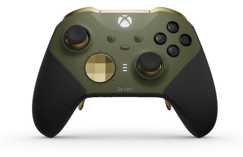 Xbox Elite trådlös handkontroll Series 2 – Core - Body: Nocturnal Green + Rubberized Grips, D-pad: Faceted, Hero Gold (Metal), Back: Nocturnal Green + Rubberized Grips