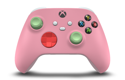Xbox 無線控制器 - Corpo: Rosa Retro, Botões Direcionais: Vermelho Forte, Manípulos Analógicos: Verde suave