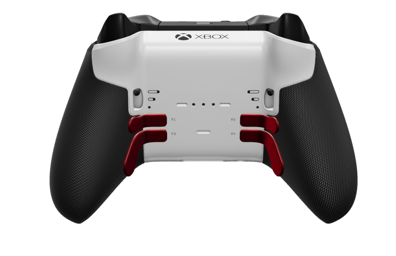 Xbox Elite Wireless Controller Series 2 - Core - Corps: Robot White + poignées caoutchoutées, BMD: À facettes, Pulse Red (métal), Arrière: Robot White + poignées caoutchoutées