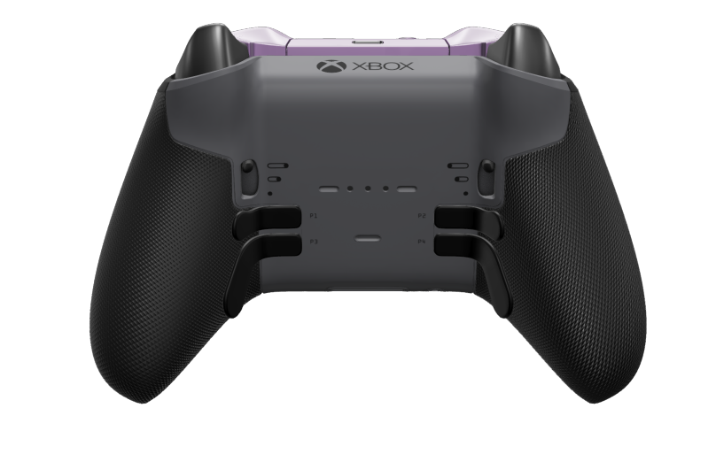 Xbox Elite Wireless Controller Series 2 - Core - Hoveddel: Blød lilla + gummigreb, D-blok: Facetteret, lys sølvfarvet (metal), Bagside: Stormgrå + gummigreb