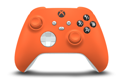 Controller with Zest Orange body, Robot White D-pad, and Zest Orange thumbsticks - front view