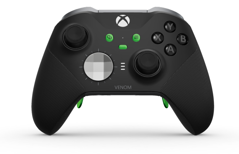 Xbox Elite Wireless Controller Series 2 - Core - Body: Carbon Black + Rubberized Grips, D-pad: Faceted, Bright Silver (Metal), Back: Storm Gray + Rubberized Grips