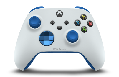Xbox Wireless Controller - Brödtext: Robotvit, Styrknappar: Fotonblå (metallic), Styrspakar: Chockblå