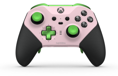 Xbox Elite Wireless Controller Series 2 - Core - Behuizing voorzijde: Zacht roze + rubberen handvatten, D-pad: Cross, Velocity Green (Metal), Behuizing achterzijde: Zacht roze + rubberen handvatten