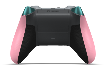 Controller with Retro Pink body, Lightning Yellow (Metallic) D-pad, and Carbon Black thumbsticks - back view