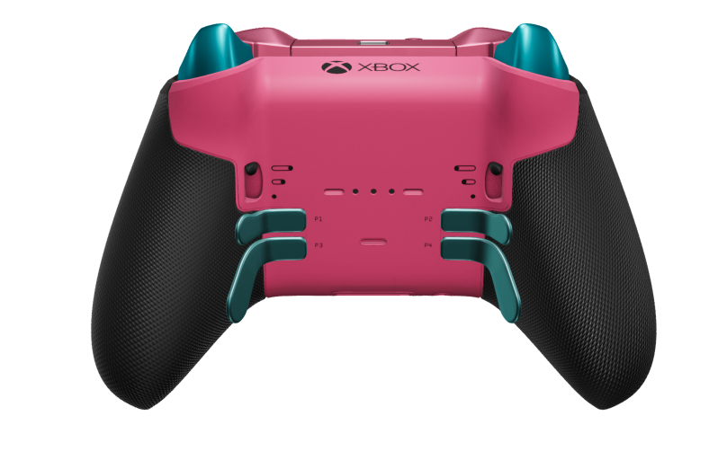 Xbox Elite Wireless Controller Series 2 - Core - 本體: 礦物藍 + 橡膠握把, 方向鍵: 多面向，深粉紅 (金屬), 背面: 深粉紅 + 橡膠握把