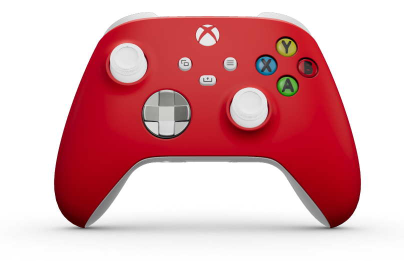 Xbox Wireless Controller - Corps: Pulse Red, BMD: Bright Silver (métallique), Joysticks: Robot White