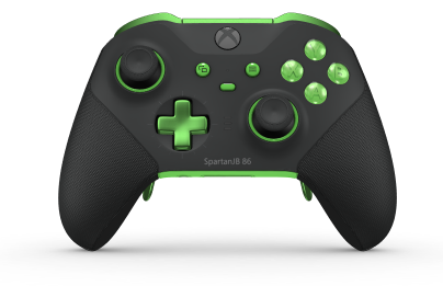 Manette sans fil Xbox Elite Series 2 - Core - Body: Carbon Black + Rubberized Grips, D-pad: Cross, Velocity Green (Metal), Back: Velocity Green + Rubberized Grips