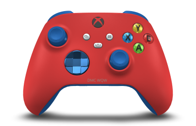 Xbox 無線控制器 - Body: Pulse Red, D-Pads: Photon Blue (Metallic), Thumbsticks: Shock Blue