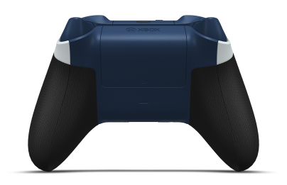 Controller with Robot White body, Midnight Blue (Metallic) D-pad, and Midnight Blue thumbsticks - back view