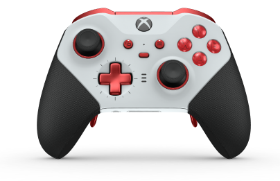 Xbox Elite Wireless Controller Series 2 - Core - Korpus: Robot White + Rubberized Grips, Pad kierunkowy: Wersja typu krzyż, pulsująca czerwień (wariant metaliczny), Tył: Robot White + Rubberized Grips