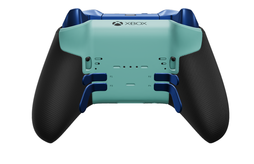Xbox Elite Wireless Controller Series 2 - Core - Corps: Glacier Blue + poignées caoutchoutées, BMD: À facettes, Photon Blue (métal), Arrière: Glacier Blue + poignées caoutchoutées