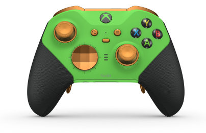 Xbox Elite Wireless Controller Series 2 - Core - Body: Velocity Green + Rubberized Grips, D-pad: Facet, Soft Orange (Metal), Back: Velocity Green + Rubberized Grips