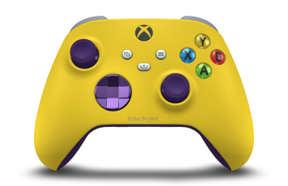 Controller with Lighting Yellow body, Astral Purple (Metallic) D-pad, and Astral Purple thumbsticks - front view