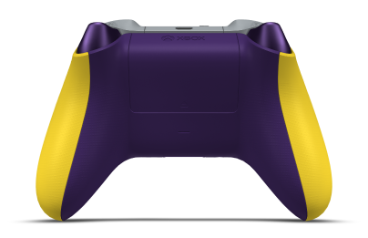 Controller with Lighting Yellow body, Astral Purple (Metallic) D-pad, and Astral Purple thumbsticks - back view