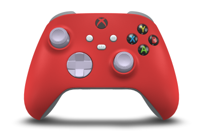 Xbox Wireless Controller - Corpo: Vermelho Forte, Botões Direcionais: Roxo suave, Manípulos Analógicos: Roxo suave