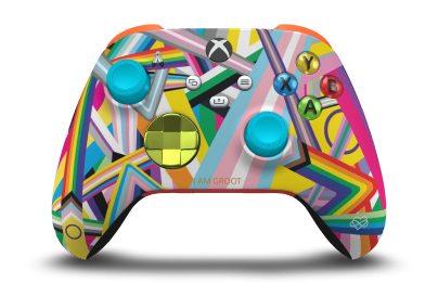 Xbox Wireless Controller - Body: Pride, D-Pads: Electric Volt (Metallic), Thumbsticks: Dragonfly Blue