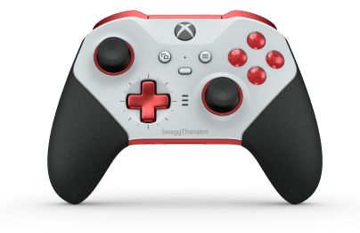 Xbox Elite Wireless Controller Series 2 - Core - Corpo: Branco Robot + Pegas em Borracha, Botão Direcional: Cruz, Vermelho Forte (Metal), Traseira: Vermelho Forte + Pegas em Borracha