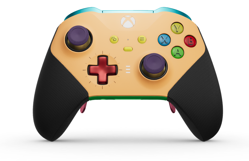 Xbox Elite Wireless Controller Series 2 - Core - Body: Soft Orange + Rubberized Grips, D-pad: Cross, Pulse Red (Metal), Back: Velocity Green + Rubberized Grips