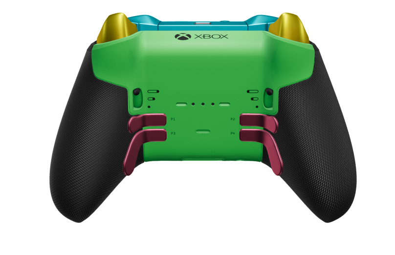 Xbox Elite Wireless Controller Series 2 - Core - Framsida: Ljusorange + gummerat grepp, Styrknapp: Kors, Pulse Red (Metall), Baksida: Velocity Green + gummerat grepp
