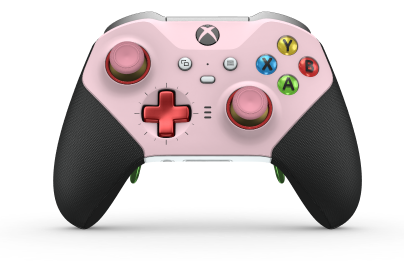 Xbox Elite 無線控制器 Series 2 - Core - Body: Soft Pink + Rubberized Grips, D-pad: Cross, Pulse Red (Metal), Back: Robot White + Rubberized Grips