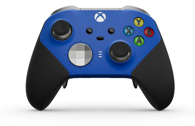 Xbox Elite Wireless Controller Series 2 - Core - Behuizing voorzijde: Shockblauw + rubberen handvatten, D-pad: Gefacetteerd, helder zilver (metaal), Behuizing achterzijde: Shockblauw + rubberen handvatten