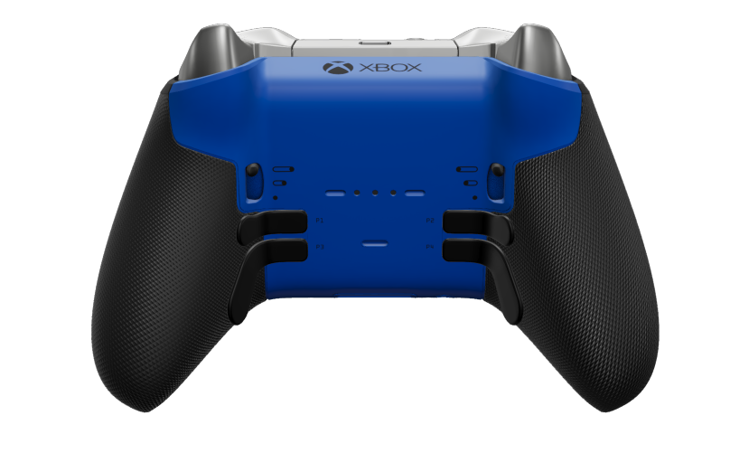 Xbox Elite Wireless Controller Series 2 - Core - Behuizing voorzijde: Shockblauw + rubberen handvatten, D-pad: Gefacetteerd, helder zilver (metaal), Behuizing achterzijde: Shockblauw + rubberen handvatten