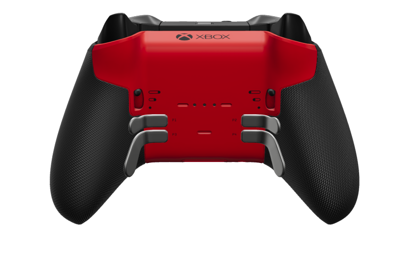 Xbox Elite Wireless Controller Series 2 - Core - Body: Storm Gray + Rubberised Grips, D-pad: Faceted, Bright Silver (Metal), Back: Pulse Red + Rubberised Grips