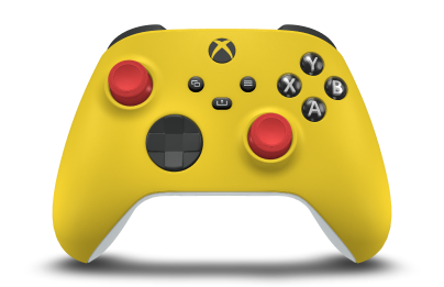 Controller with Lighting Yellow body, Carbon Black D-pad, and Pulse Red thumbsticks - front view