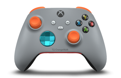Xbox 無線控制器 - Body: Ash Gray, D-Pads: Dragonfly Blue (Metallic), Thumbsticks: Zest Orange