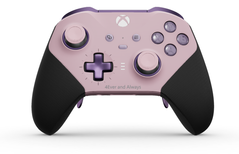 Xbox Elite Wireless Controller Series 2 - Core - 몸체: 소프트 핑크 + 고무 코팅 그립, 방향 패드: 크로스, 아스트랄 퍼플(금속), 뒤로: 소프트 핑크 + 고무 코팅 그립