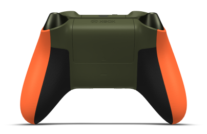 Controller with Zest Orange body, Desert Tan (Metallic) D-pad, and Zest Orange thumbsticks - back view