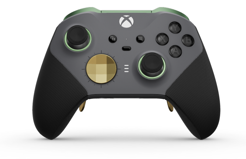 Xbox Elite Wireless Controller Series 2 - Core - Body: Storm Gray + Rubberized Grips, D-pad: Facet, Hero Gold (Metal), Back: Storm Gray + Rubberized Grips