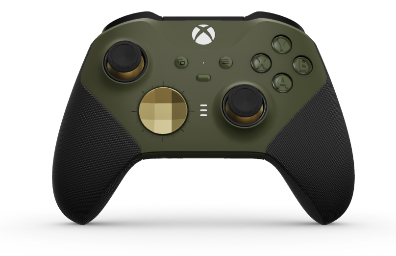 Xbox Elite Wireless Controller Series 2 - Core - Text: Nocturnal Green + gummierte Griffe, D-Pad: Facettiert, Hero Gold (Metall), Zurück: Nocturnal Green + gummierte Griffe