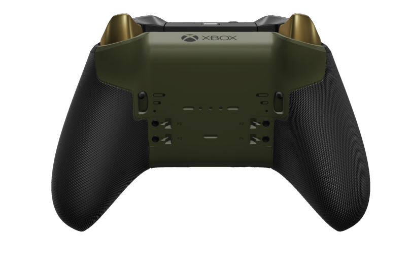 Xbox Elite Wireless Controller Series 2 - Core - Text: Nocturnal Green + gummierte Griffe, D-Pad: Facettiert, Hero Gold (Metall), Zurück: Nocturnal Green + gummierte Griffe