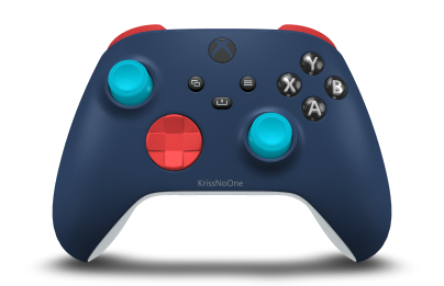 Bezdrôtový ovládač pre Xbox - Corpo: Azul Noturno, Botões Direcionais: Vermelho Forte, Manípulos Analógicos: Azul Libélula