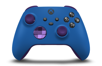 Xbox Wireless Controller - Body: Shock Blue, D-Pads: Astral Purple (Metallic), Thumbsticks: Astral Purple