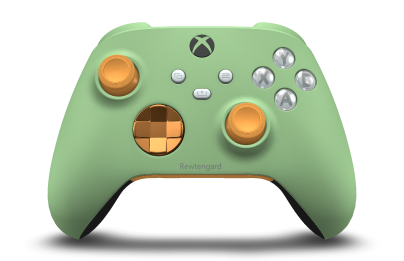 Xbox Wireless Controller - Hoofdtekst: Zachtgroen, D-Pads: Zachtoranje (metallic), Duimsticks: Zachtoranje