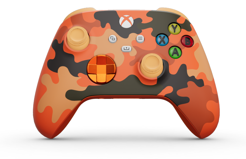Xbox Wireless Controller - Body: Blaze Camo, D-Pads: Zest Orange (Metallic), Thumbsticks: Soft Orange