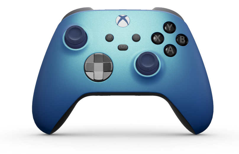 Xbox Wireless Controller - 몸체: Aqua Shift, 방향 패드: 스톰 그레이(메탈릭), 엄지스틱: 미드나잇 블루