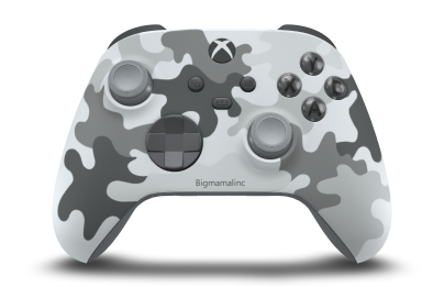 Controller with Arctic Camo body, Storm Grey D-pad, and Ash Grey thumbsticks - front view