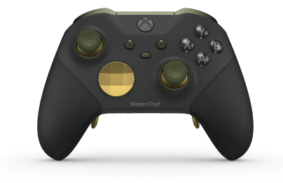 Xbox Elite Wireless Controller Series 2 - Core - Behuizing voorzijde: Carbonzwart + rubberen handvatten, D-pad: Facet, Gold Matte (Metal), Behuizing achterzijde: Carbonzwart + rubberen handvatten
