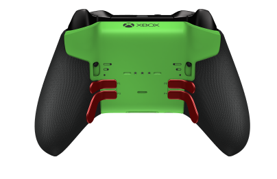 Xbox Elite Wireless Controller Series 2 - Core - Behuizing voorzijde: Robotwit + rubberen handvatten, D-pad: Cross, Pulse Red (Metal), Behuizing achterzijde: Velocity-groen + rubberen handvatten
